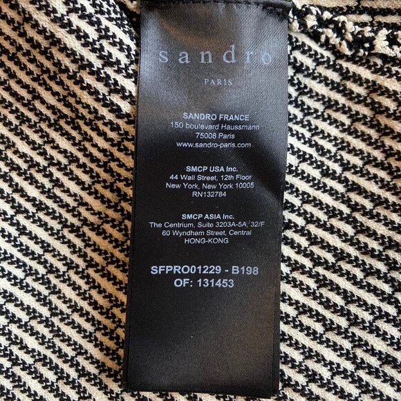 Sandro Paris Polie Dress Black and White Tweed Contrast Trim Women Size 10 - Picture 7 of 10